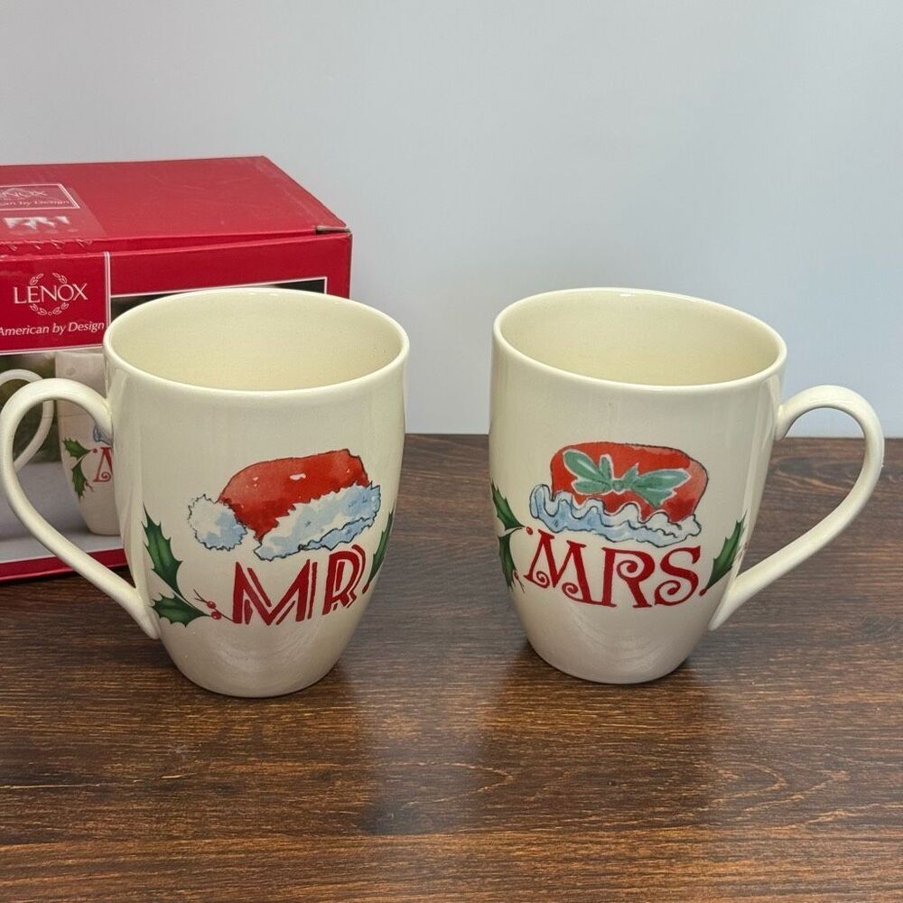LENOX HOLIDAY 2p Set MR & MRS CLAUS MUGS 14 OZ - Picture 3 of 8